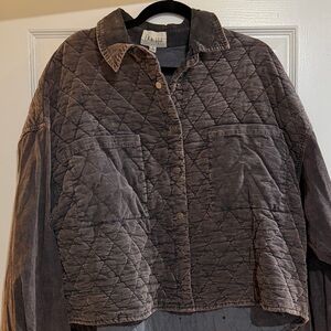 Oli & Hali Quilted Corduroy Jacket in Charcoal Gray